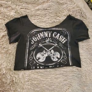 Tops - Gray Johnny Cash crop top Tops - Gray Johnny Cash crop top